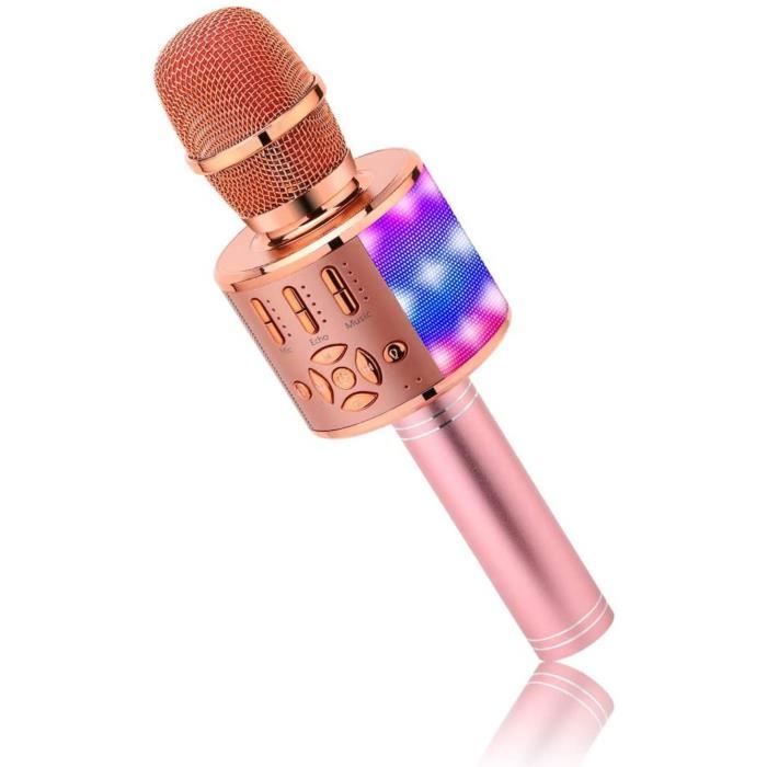 Microphone Sans Fil Karaoké, Ankuka Micro Karaoke Enfant avec Lumières LED  de Danse, Microphone Bluetooth pour Enfants Fille Garcon pour Fête Chanter  Idée Cadeau de Noël Anniversaire Or Rose