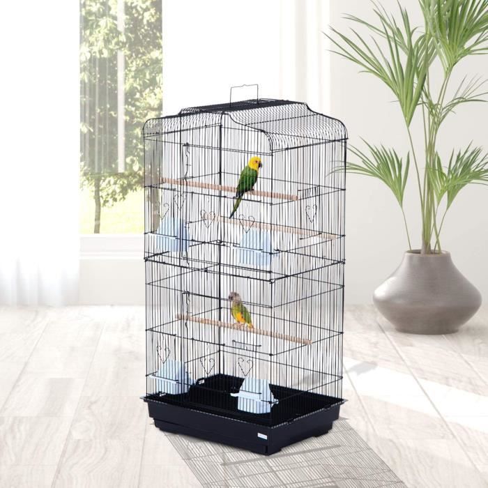 Comparer les prix de Cage à oiseau portable - HSTURYZ - Hauteur 92cm - Grande Volière en métal - Noir