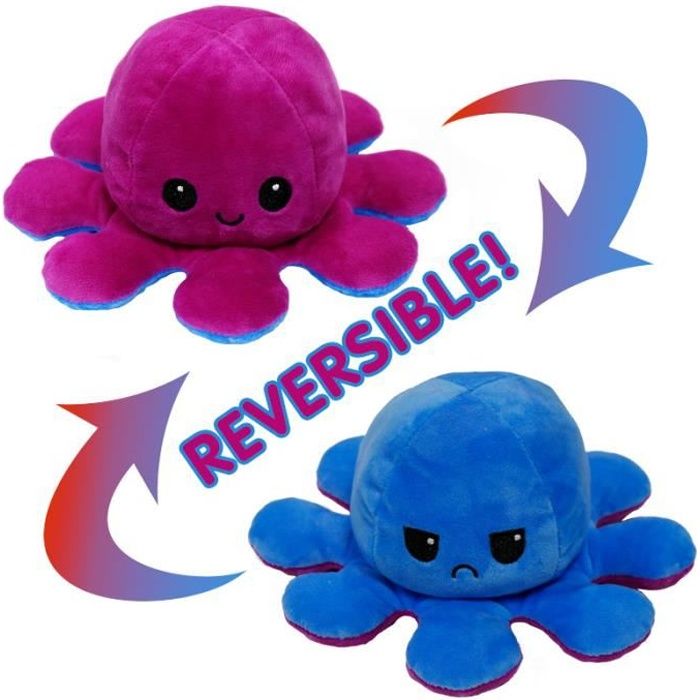 Octupus Ambiance Doudou Octopus en peluche réversible en forme de pieuvre double face Mood Octopus Angry & Happy doudou pieuvre Vert/rose Octupus Ambiance Doudou Octopus en peluche réversible en forme de pieuvre double face Mood Octopus Angry & Happy doudou pieuvre Vert/rose