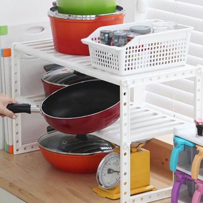 Etagère de Cuisine en Acier Inoxydable Rangement Organisation 2 étages modulable