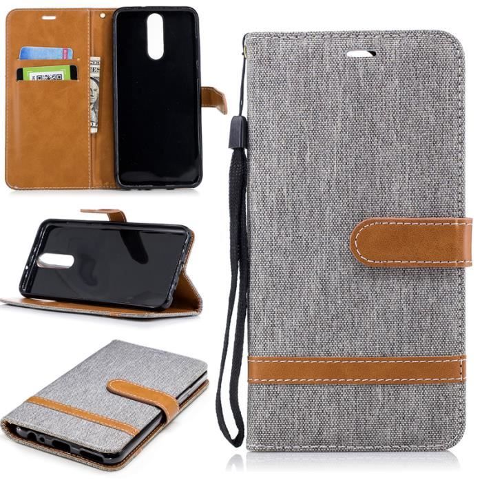 Custodia A Libro In Pelle Sintetica Per Huawei Mate 10 Lite – Cover Portafoglio Con Chiusura Magnetica E Retro In TPU, Nero