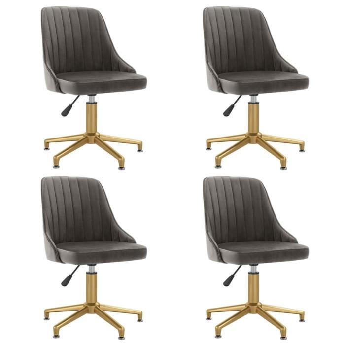 Lot De 4 Chaises Pivotantes Avec Accoudoirs - Cuir Marron - Style Moderne - Pour Salle à Manger - Neuf