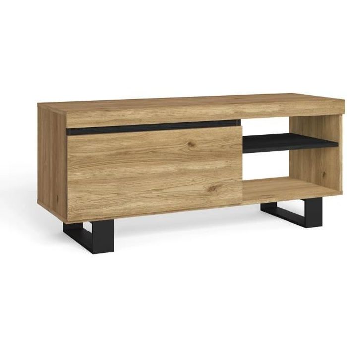 Meuble TV mod.NATURALE Chêne/Noir 1 porte et 2 logements salon-séjour 120x40x53cm RF980 Meuble TV mod.NATURALE Chêne/Noir 1 porte et 2 logements salon-séjour 120x40x53cm RF980