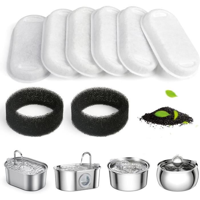 Filtres à Charbon WellToBe Pour Fontaine à Eau Chat W25 Pro - Lot De 6 - Élimine Odeurs Et Impuretés