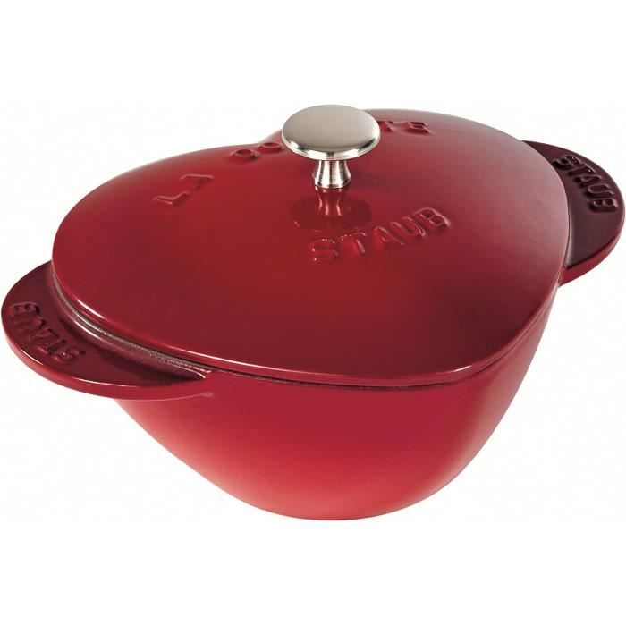 STAUB Cocotte en Fonte, "Coeur", O 20 cm, 1,75 L, Cerise Cdiscount Maison