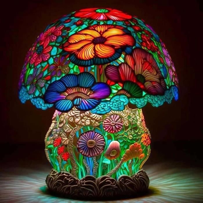 ShenMo 1 pièce Lampe de table en forme de champignon en verre de