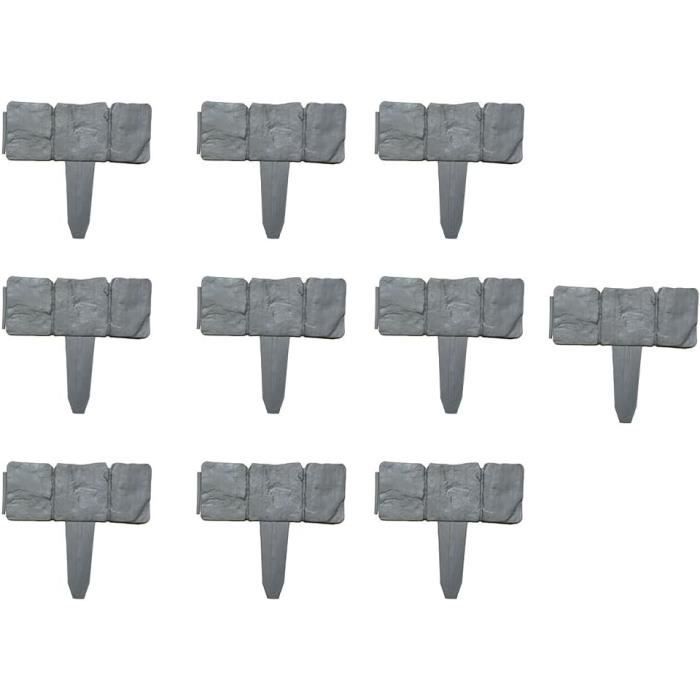 Lot de 10 bordures de jardin en plastique pour bordures de pelouse et