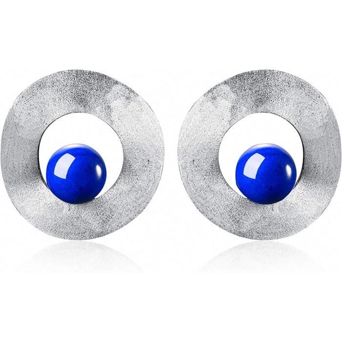 Boucles d'oreilles en nacre naturelle ronde en argent sterling