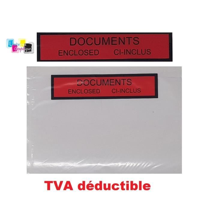 250 Pochette porte-document ci-inclus format A6 (A4 plié en 4) adhésive  transparente-imprimée documents ci-inclus-documents Enclosed - Cdiscount  Bricolage