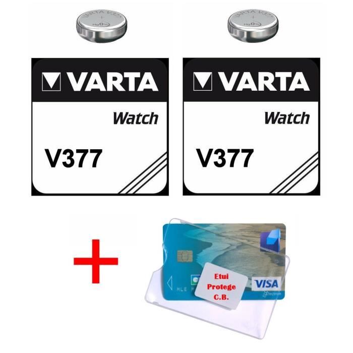 Pile montre SR626SW V377 VARTA 1,55V AG4 SR66 LR66 SR626 lot de 2 piles  pour montre capacité 21mAh avec étui pour Carte Bancaire - Cdiscount Jeux -  Jouets