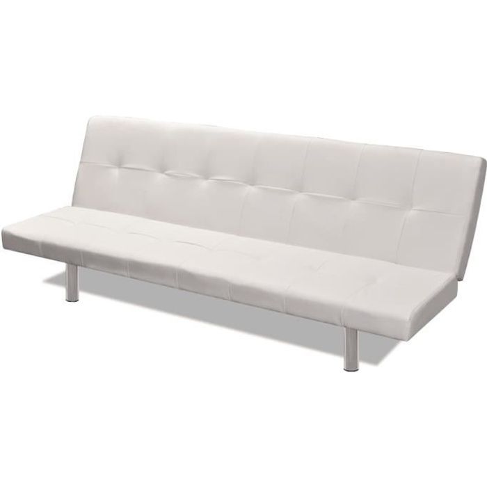 Canapé droit Blanc Cuir Pas cher