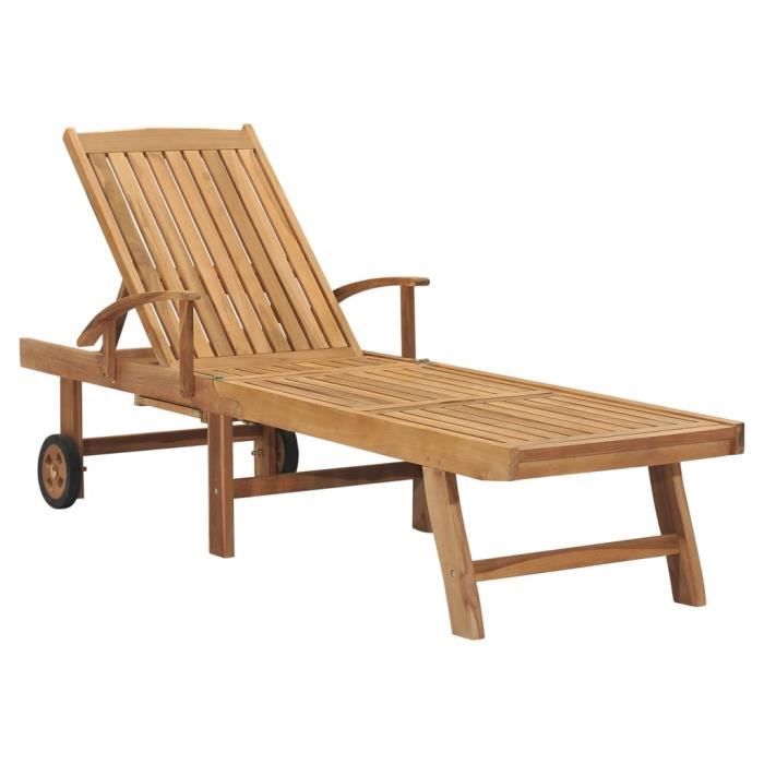 "top" bains de soleil d'extérieur jili - chaise longue bois de teck solide,20,45 kg