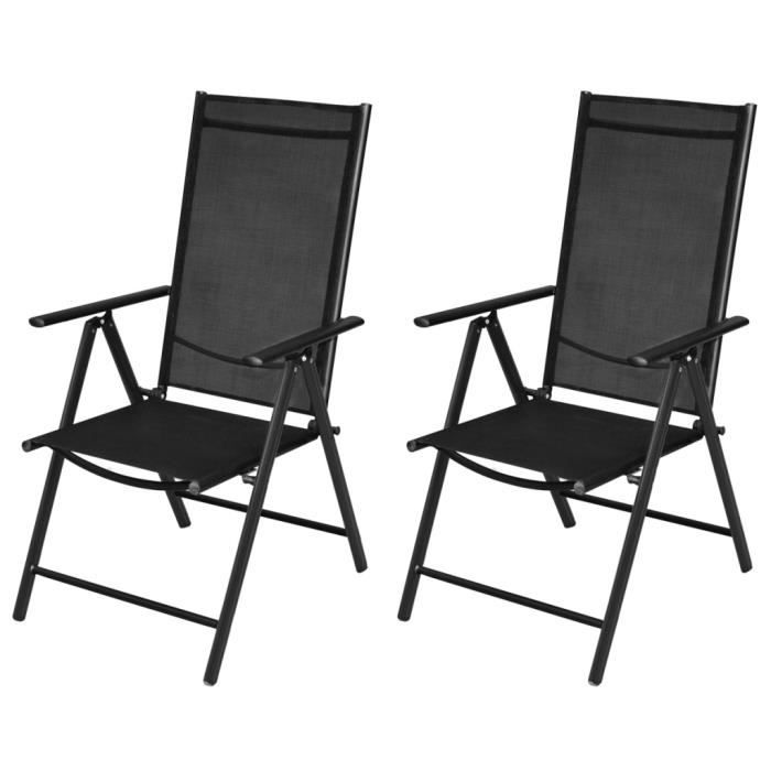 vidaXL Chaises pliables de jardin Aluminium et textilène - vue 2
