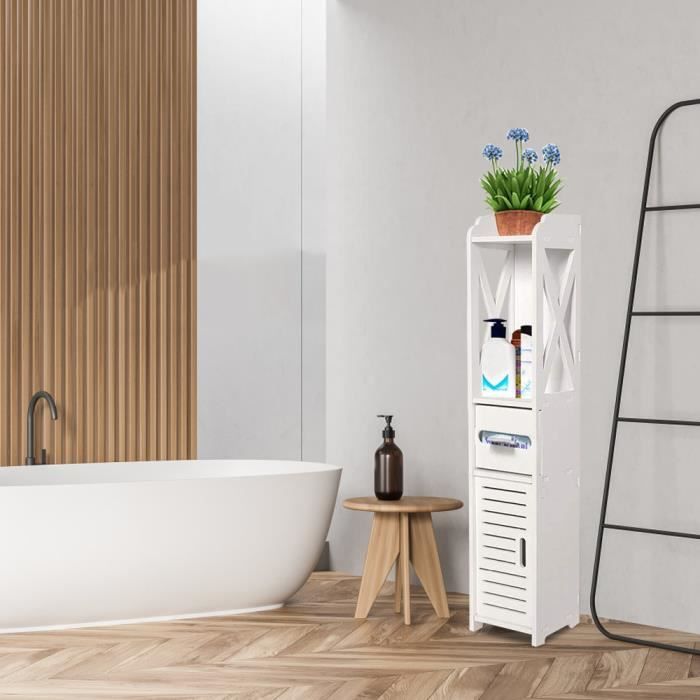 Etagère de salle de bain - XUANYU - 20x20x80cm - Blanc - PP - Style Scandinave Moderne