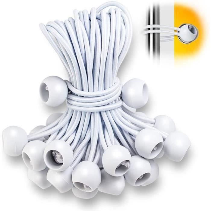 Lot De 25 Tendeurs En Caoutchouc Avec Boule - Noir - Pour Tente, Bâche, Bannières - 15 Cm