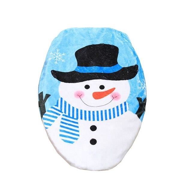 Ensemble De Housses De Siège De Toilette De Noël, Bonhomme De Neige, Père Noël, Tapis De Noël Pour Décoration D'intérieur (A