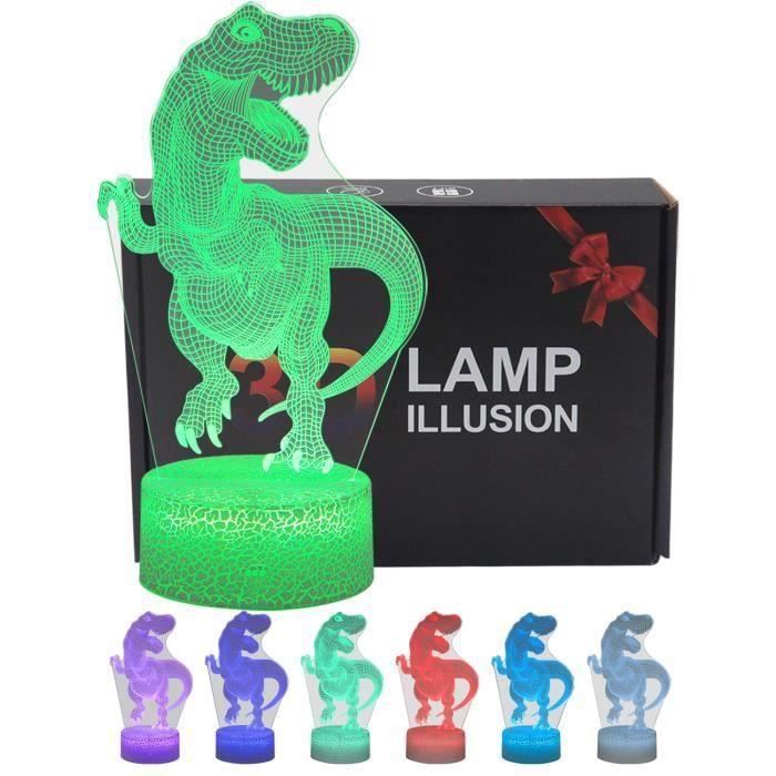 Veilleuse Dinosaure Enfant Garcon Fille, Lampe 3D Dinosaure Avec 16 Changements De Couleurs, Télécommande, Cadeau Dinosaure P[B299] - Puériculture & Eveil Bébé