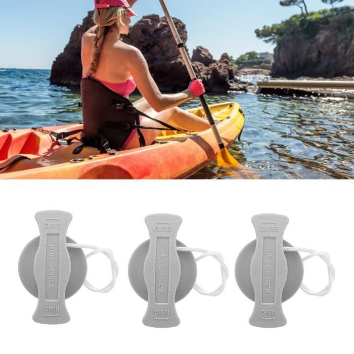 SNAGAROG Bouchons de Valve Kayak en PVC Bouchon Bateau Gonflable avec Anneau d'Etanchéité en Caoutchouc Valve Bateau Pneumatique Anti-Fuite Valve d'air de Bateau pour Bateaux Radeaux Canoë Kayak-Gris