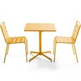 Ensemble de jardin - OVIALA - Table carrée inclinable et 2 chaises métal jaune - Pliant - Contemporain-1