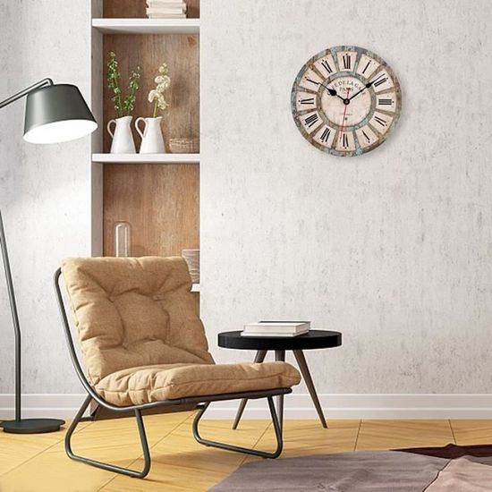 Horloge Murale 12 Pouces Silencieuse - Design Vintage - Cadran Blanc - Pour Salon, Cuisine, Bureau