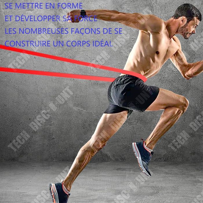 Lot 5 Bandes De Résistance Fitness + Ancre De Porte & Sac - Powerband Latex 100%