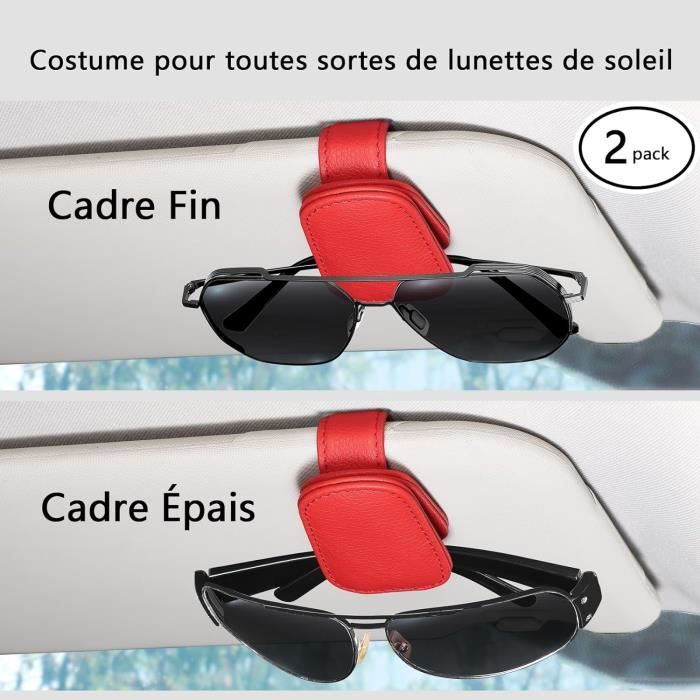 2 pack de porte-lunettes pour visière de voiture, support de