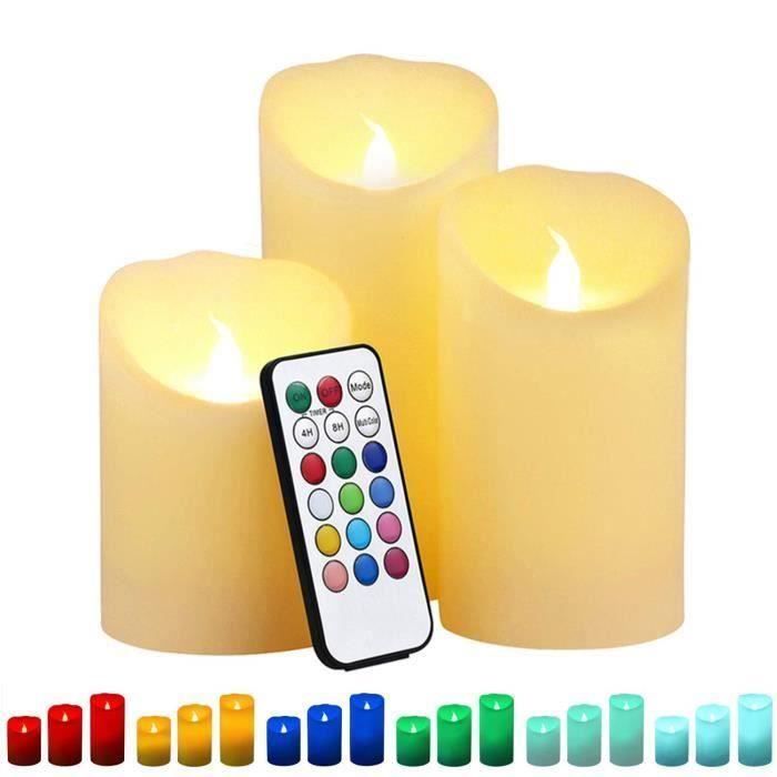 Trio de grosses bougies led flamme vacillantes - couleur naturel