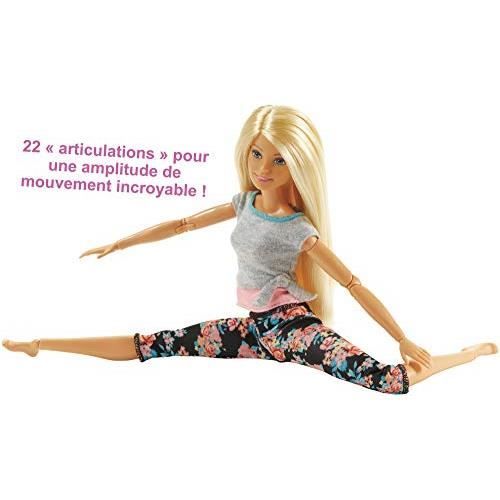 Barbie Made to Move poupee articulee Fitness ultra flexible blonde legging a fleurs roses et 22 points d articulations FTG8 Cdiscount Jeux Jouets