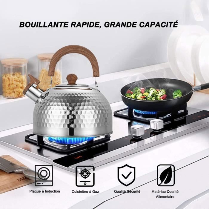 Bouilloire Sifflante 3L – Acier Inoxydable, Poignée Bois & Design Vintage – Pour Induction Et Gaz ! - 5
