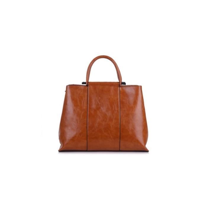 INES DELAURE Sac a main motif central Couleur fauve Cdiscount Bagagerie Maroquinerie