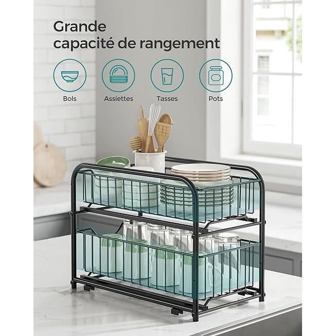 Organisateur De Couverts Whitefurze - Plastique Noir - Support égouttoir Pour Cuisine