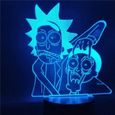 3D Lampe Illusion Nuit Lumi&egrave;re Rick Morty Cartoon Enfants LED avec changement de couleurs Table LED pour chambre AM5092-2