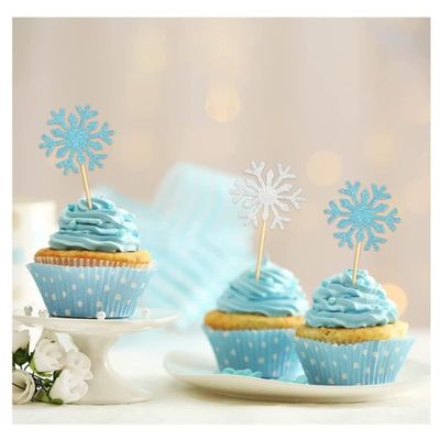 24 Toppers Cupcake Flocon De Neige Scintillants - Décoration Gâteau Hiver, Mariage, Noël - 5