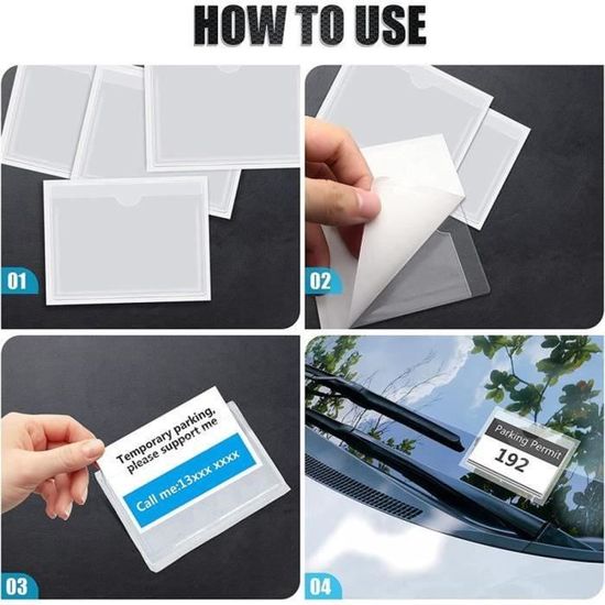 jiawaggag 12 Pochette Assurance Voiture Pare Brise Porte Vignette Assurance Auto Porte Assurance Voiture Support de Carte Pare-Brise Transparent Double Vignette Assurance Voiture (12