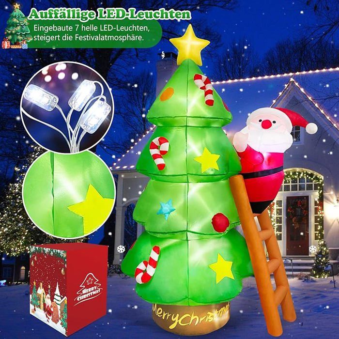 Homcom Decoration De Noel Gonflable, Sapin De Noel De 6 Pieds - Brick
