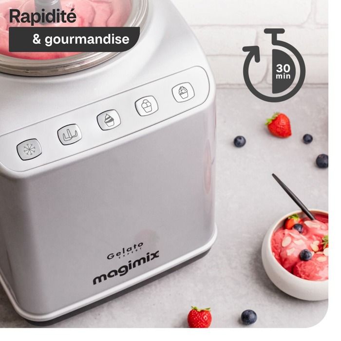 Sorbetière Magimix Gelato Expert Avec Compresseur Intégré - 2L, Acier Inoxydable, 180W, Préparation 30 Min
