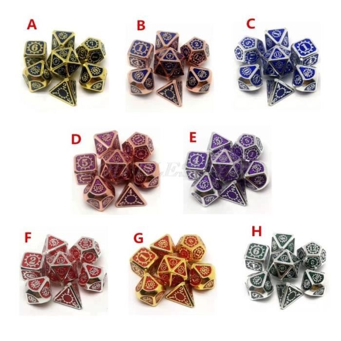 Dés De Rôle Complets D4 D6 D8 D10 D12 D20 Lot De 7 Dés Pour Donjons & Dragons (D&D) - Jeu De Dés