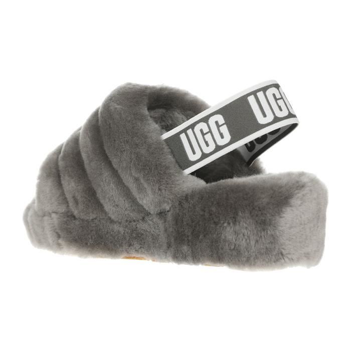 UGG Sandales Fluff Yeah Slide Gris Fonc Femme Gris Fonc