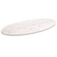 Dessus de table ovale en bois de pin massif blanc 100x50x2,5 cm - SALUTUYA - Style campagne-3