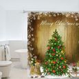 180x180 cm Rideau de Douche imprimé Noël avec 12pcs Crochets Imperméable Anti-moisissures Rideau de Baignoire Décor Salle de Bains-3