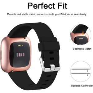 Bracelet Cuir Compatible Fitbit Sense / Versa 3/4 - Boucle Métal Réglable Noir Homme Femme