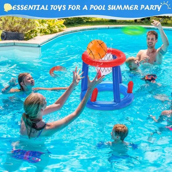 Kit De Basket Flottant Pour Piscine – Panier Avec Base EVA, Ballon, Pompe, Dimensions 46,5 X 46,5 X 80 Cm, Jeu Multijoueur Dès 4 Ans