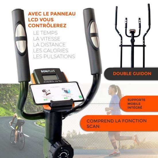 Vélo Elliptique ANCHEER Silencieux, 8 Niveaux De Résistance, Porte