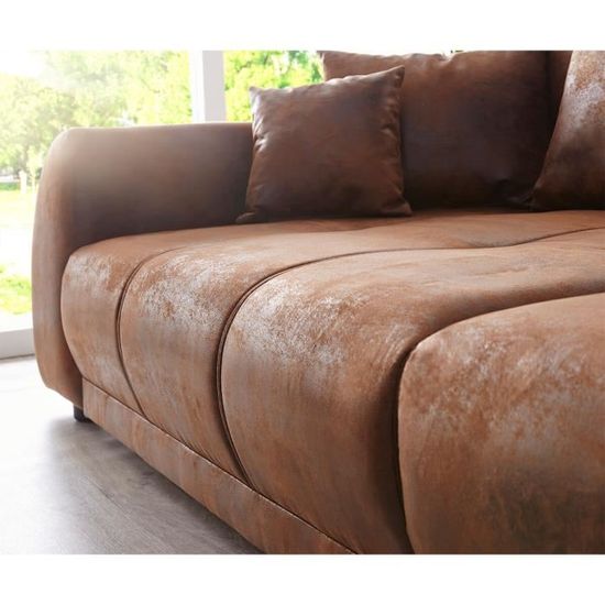 Canapé Violetta noir 310x135 cm avec coussin grand canapé bigsofa -  Cdiscount Maison