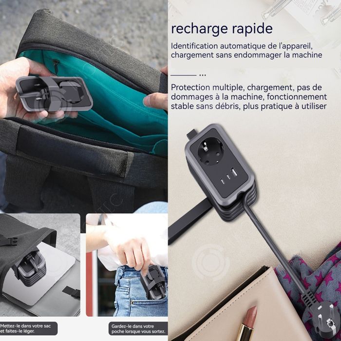 INN Multiprise portable compact charge rapide PD USB Type C 12V1.67A ...