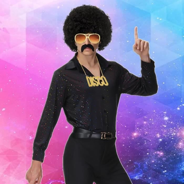 Déguisement Disco Homme - Perruque Afro Moustache Collier Lunette Hippie -  Blanc - Adulte - Années 80 - Cdiscount Jeux - Jouets