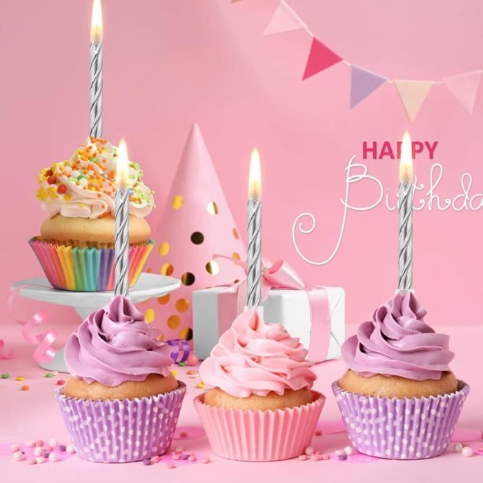 30 Bougies Spirale Métalliques Pour Gâteau - Anniversaire, Mariage, Décoration Cupcakes Doré/argenté - 3