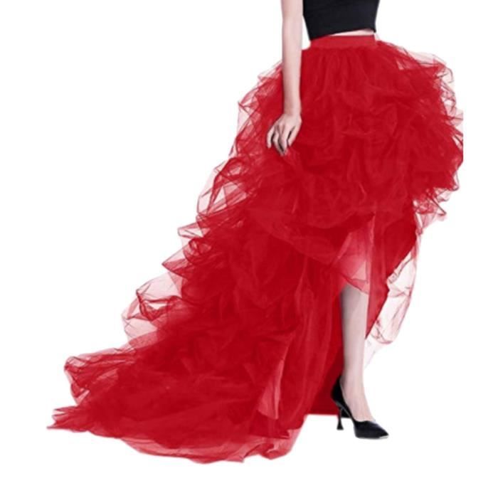 Jupes longues bouffantes en tulle noir pour femmes jupe a bulles en maille elastique jupe longue sexy fente haute Red 1 F5256 Blanc Cdiscount Pret a Porter