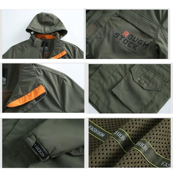 Veste De Pluie Homme Imperméable Respirante - Capuche Ajustable, Poches Zippées - Pour Randonnée, Camping, Travail