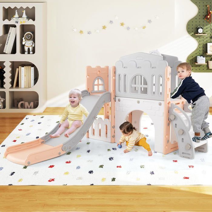 Toboggan Bébé Multifonction 4 en 1 pour Intérieur/Extérieur, Idéal pour